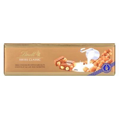 LINDT BARRE CHOC AU LAIT NOISETTE 300GR