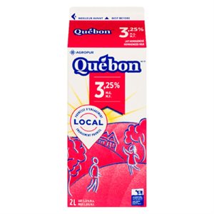 QUEBON LAIT 3.25% PLAST 2LT