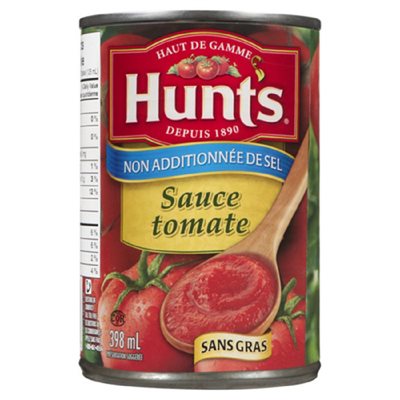 HUNTS SAUCE TOMATE SANS SEL 398ML