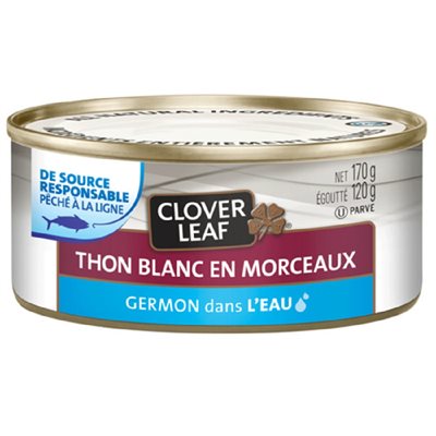 CLOVLEAF THON BLANC MORCEAUX EAU 170GR