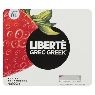 LIBERTE YOG GREC 0% FRAISE 4x100GR