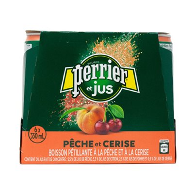 PERRIER EAU GAZ PECHE CERISE 6x330ML