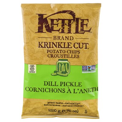 Kettle Krinkle Chips Dill Pckl 220GR