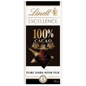 LINDT EXCELL BAR CHOC 100 % CACAO 50GR